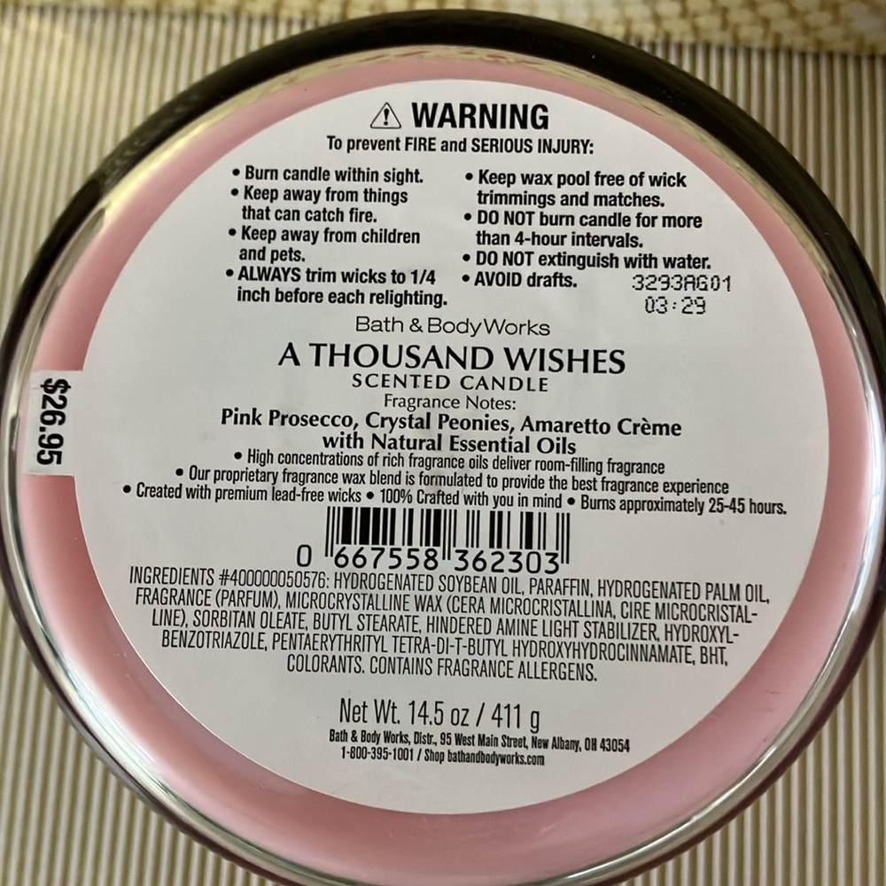 🕯️Bath and Body Works A Thousand Wishes  3-Wick Candle NWT ‼️ - Picture 4 of 4